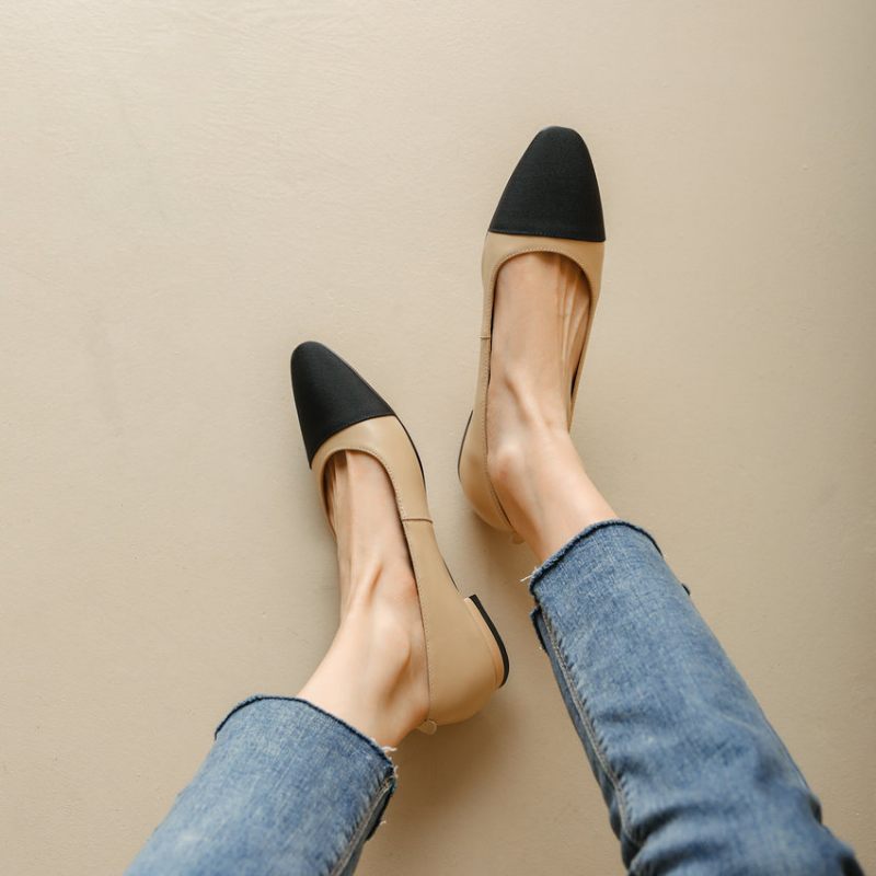 Rony Slip-on Pumps I Läder För Kvinnor - Aprikoshäl 2.5
