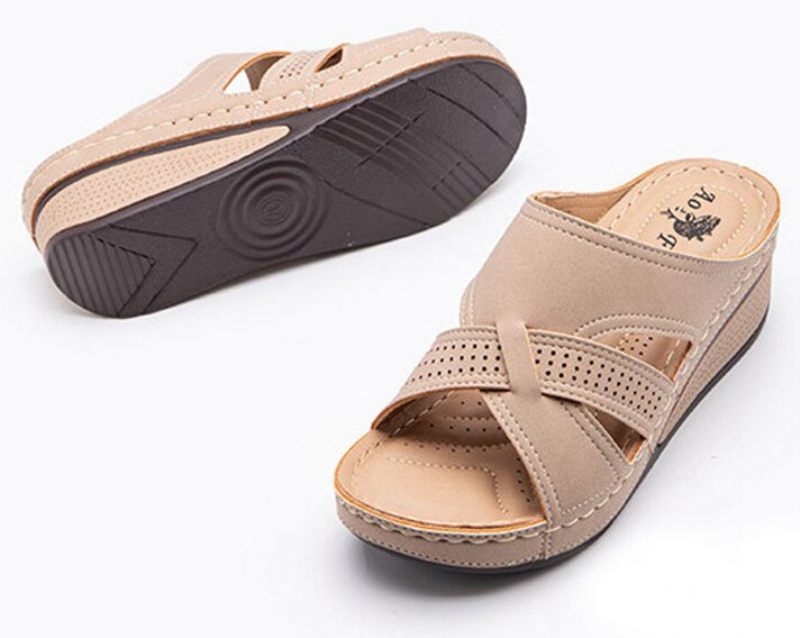 Rosario Bekväm Halkfri Sandal För Kvinnor - Beige