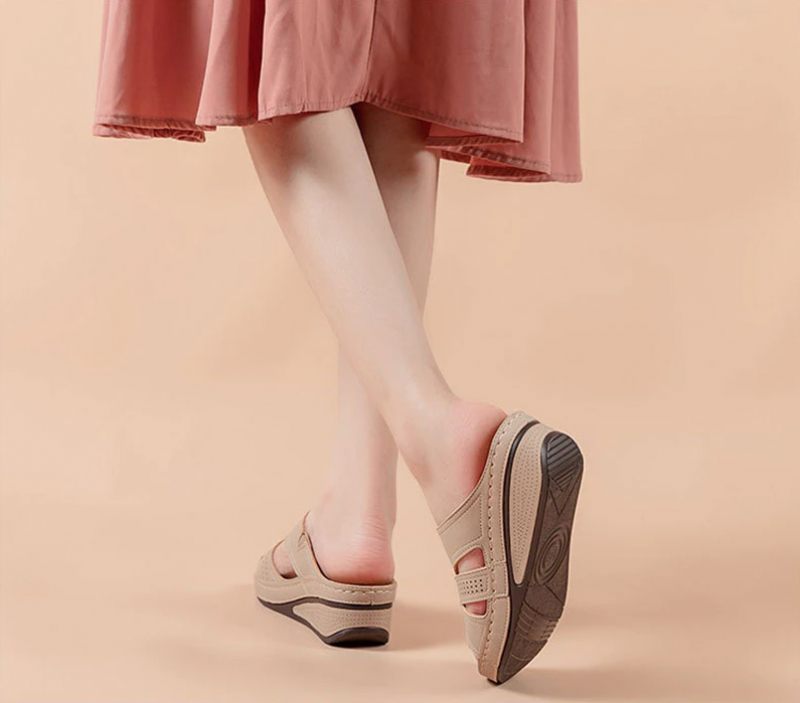 Rosario Bekväm Halkfri Sandal För Kvinnor - Beige