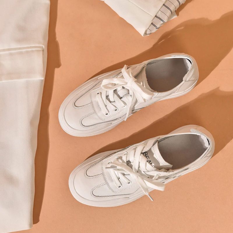 Rosie Dam Sneakers Platt Äkta Läder - Vit