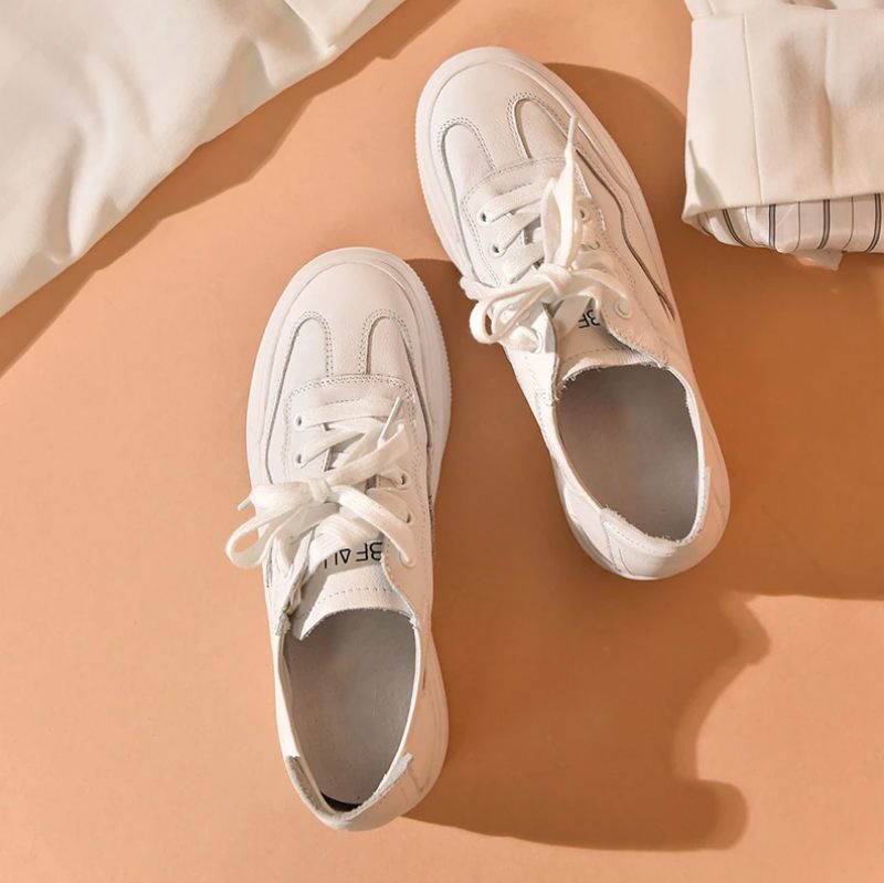 Rosie Dam Sneakers Platt Äkta Läder - Vit