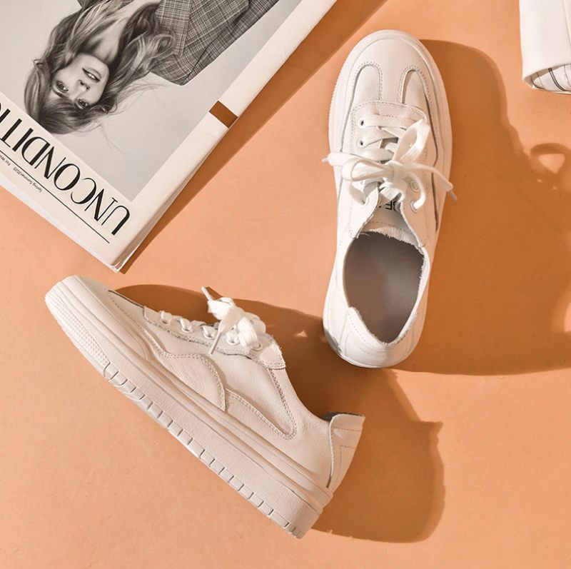 Rosie Dam Sneakers Platt Äkta Läder - Vit