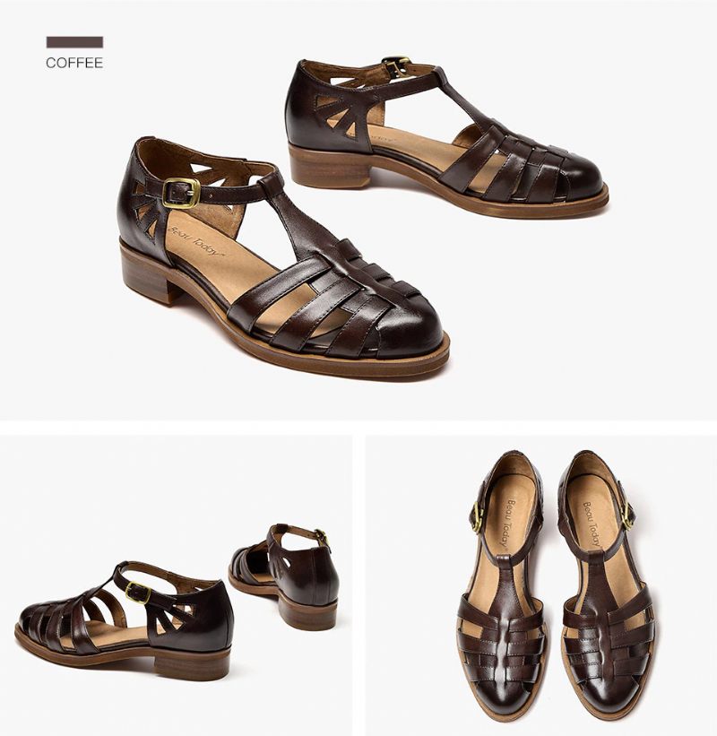 Rosmy Sandal För Damer Av Hög Kvalitet Med Läder Med Spännband - Svart