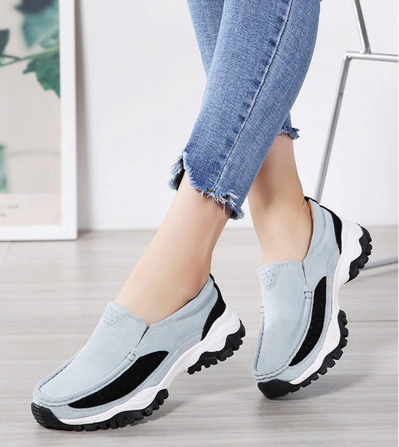 Rosner Slip-on Sneakers I Läder För Kvinnor - Grå