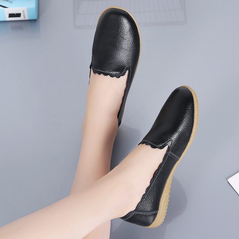 Roxy Casual Loafer Skor I Läder För Kvinnor - Svart