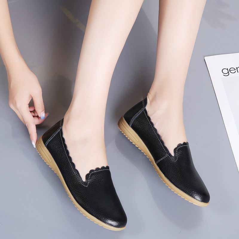 Roxy Casual Loafer Skor I Läder För Kvinnor - Svart