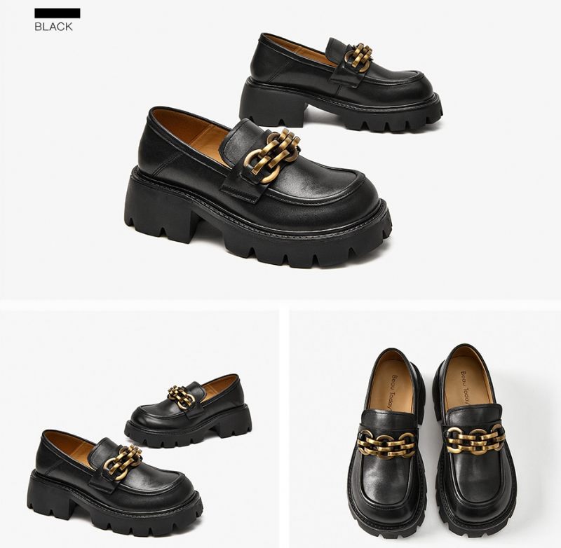 Rubby Damer Med Rund Tå Platform Svarta Loafer Skor - Kaffe
