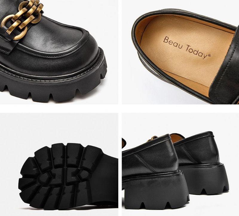 Rubby Damer Med Rund Tå Platform Svarta Loafer Skor - Kaffe