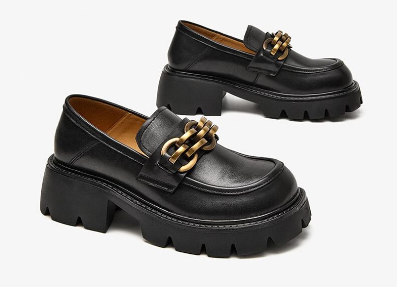 Rubby Damer Med Rund Tå Platform Svarta Loafer Skor - Kaffe