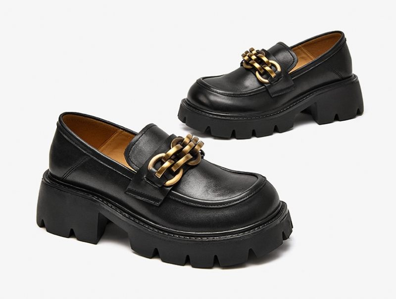 Rubby Damer Med Rund Tå Platform Svarta Loafer Skor - Kaffe