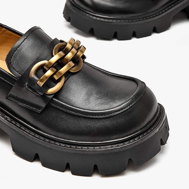 Rubby Damer Med Rund Tå Platform Svarta Loafer Skor - Kaffe