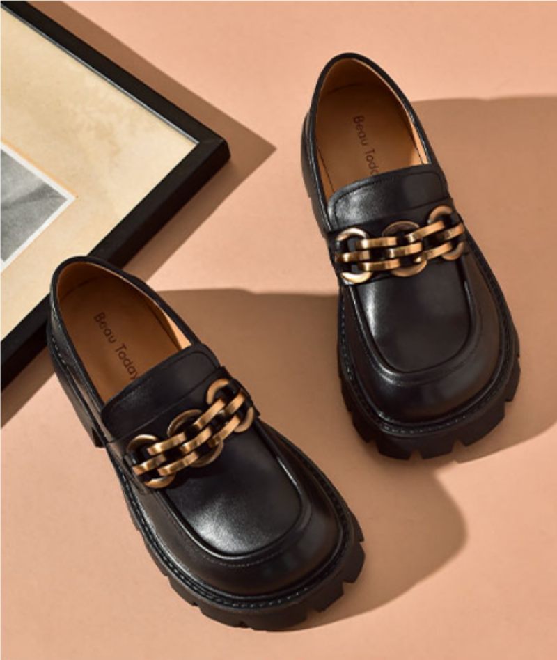 Rubby Rund Toe Platform Loafer För Kvinnor - Kaffe