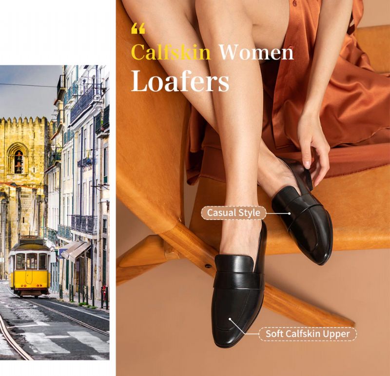 Rudy Loafer Skor I Läder För Kvinnor - Svart