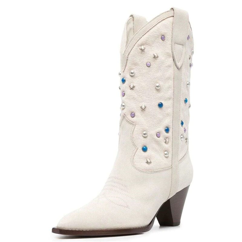 Russo Dammode Nitar Mid-calf Boots - Beige No Fur