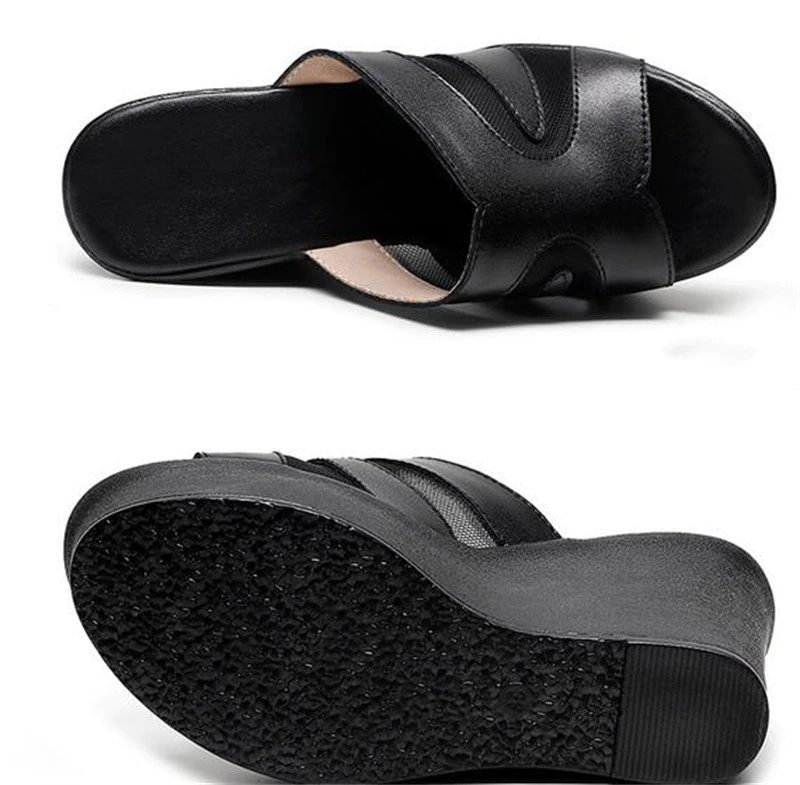 Ruth Damplatåskor Wedge - Svart Höjd 4 tum