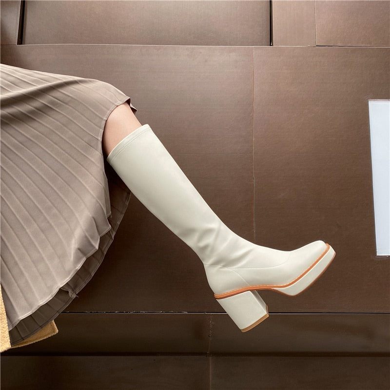 Sally Damstövlar - Beige tyg