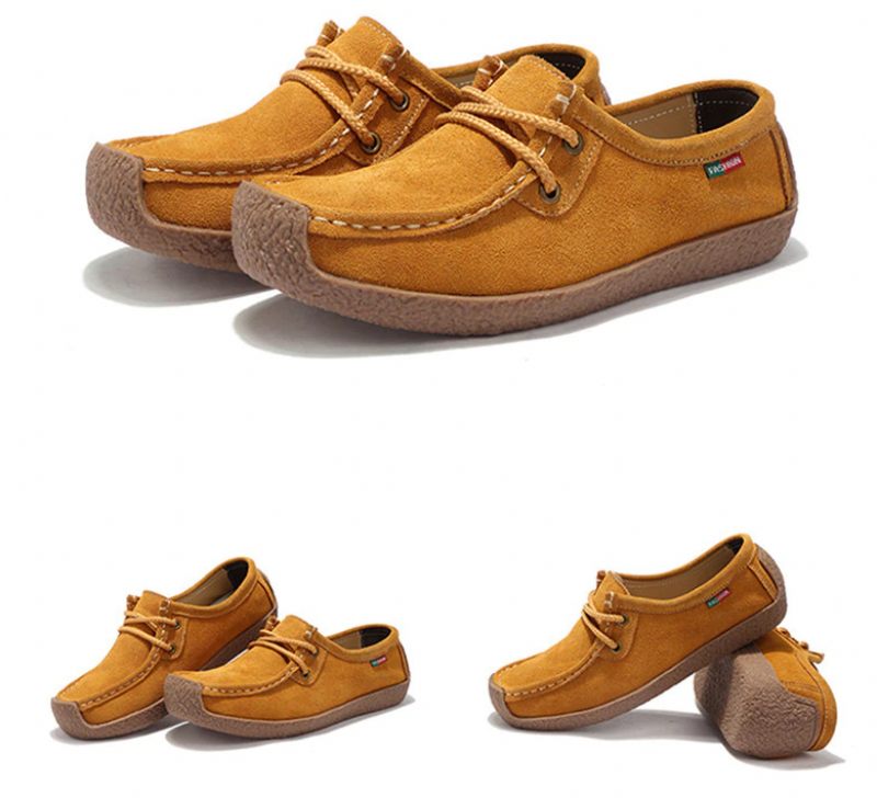 Salvador Loafer Skor I Läder Med Snörning För Kvinnor - Orange