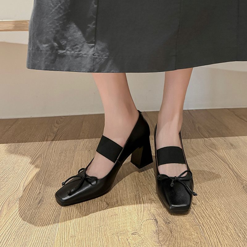 Sandy Eleganta Pumps Med Grov Klack För Kvinnor - Svart