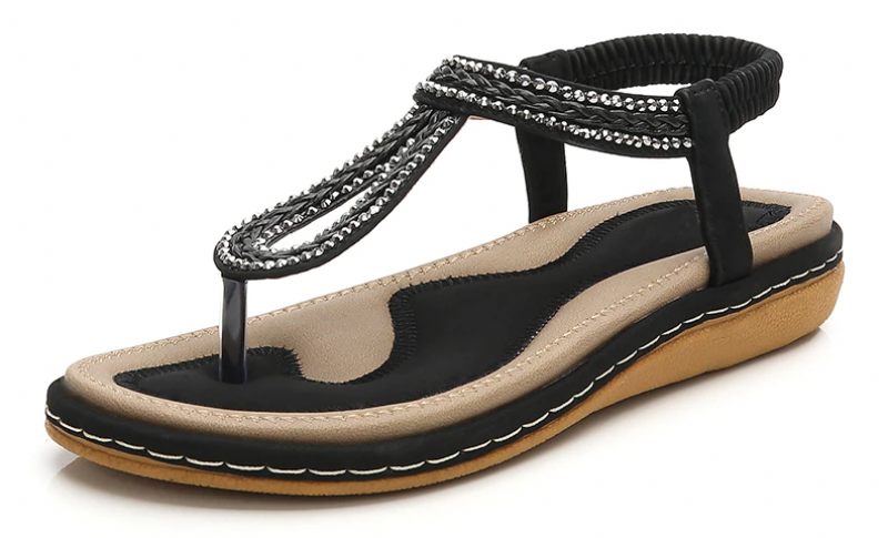 Sara Dam Sommar Flat Sandal - Svart