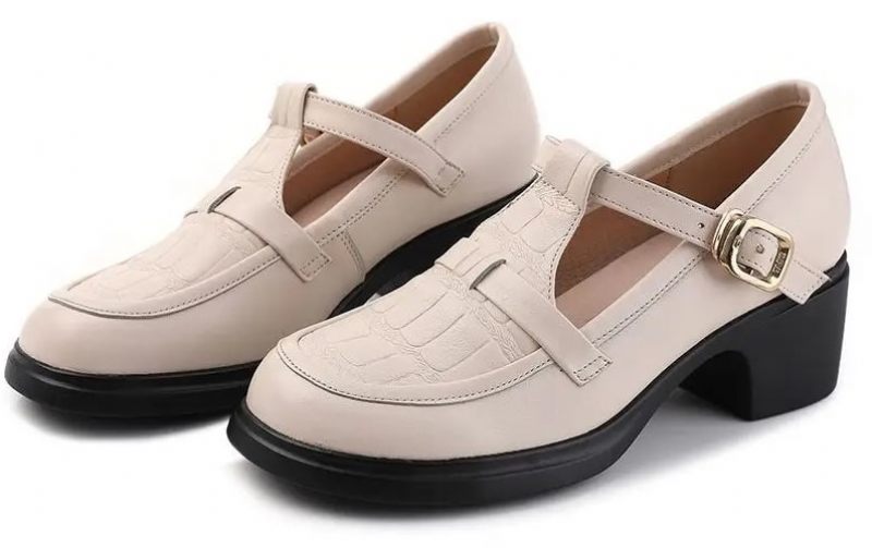 Sara Pumps Med Fyrkantig Klack För Kvinnor - Beige