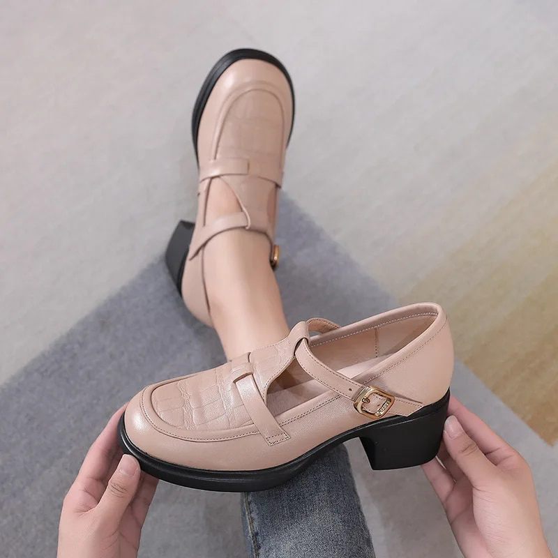 Sara Pumps Med Fyrkantig Klack För Kvinnor - Beige
