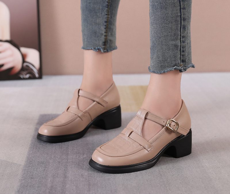 Sara Pumps Med Fyrkantig Klack För Kvinnor - Beige