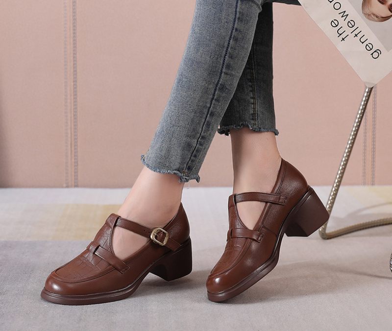 Sara Pumps Med Fyrkantig Klack För Kvinnor - Beige