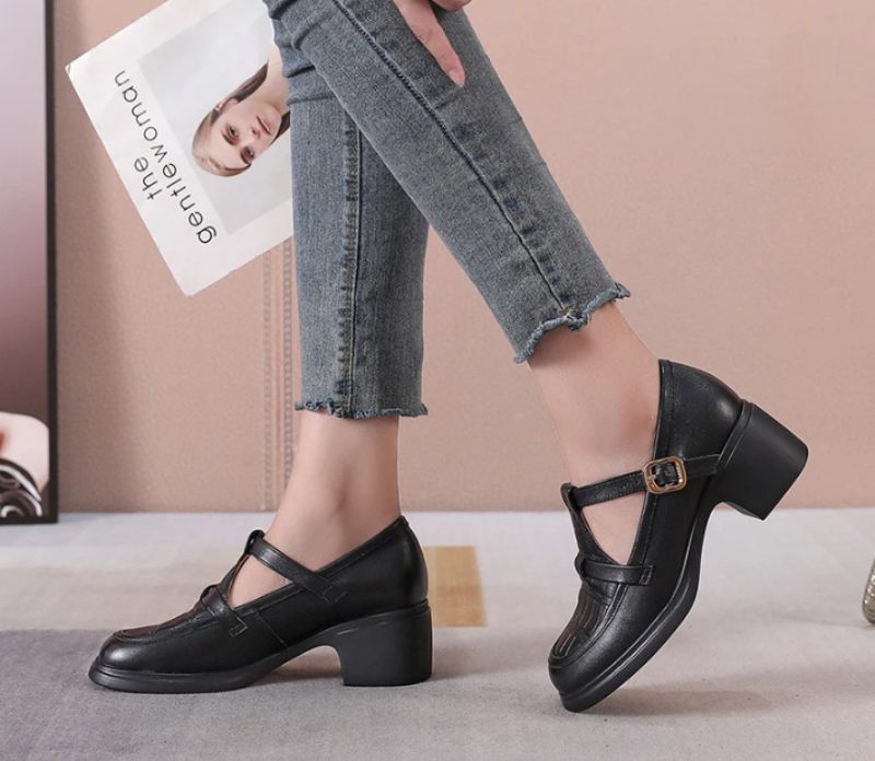 Sara Pumps Med Fyrkantig Klack För Kvinnor - Beige