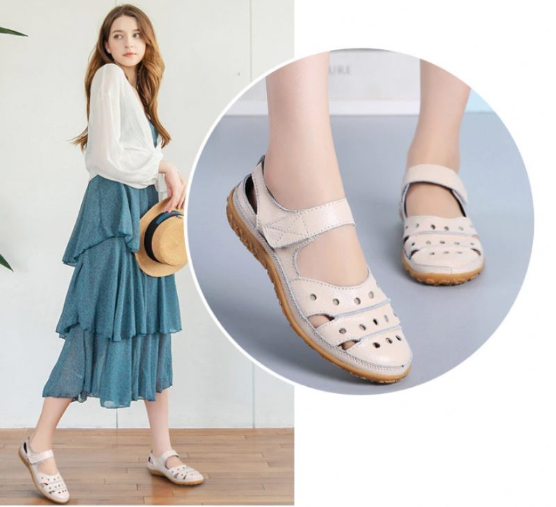 Shani Damsandaler Med Stängd Tå - Beige