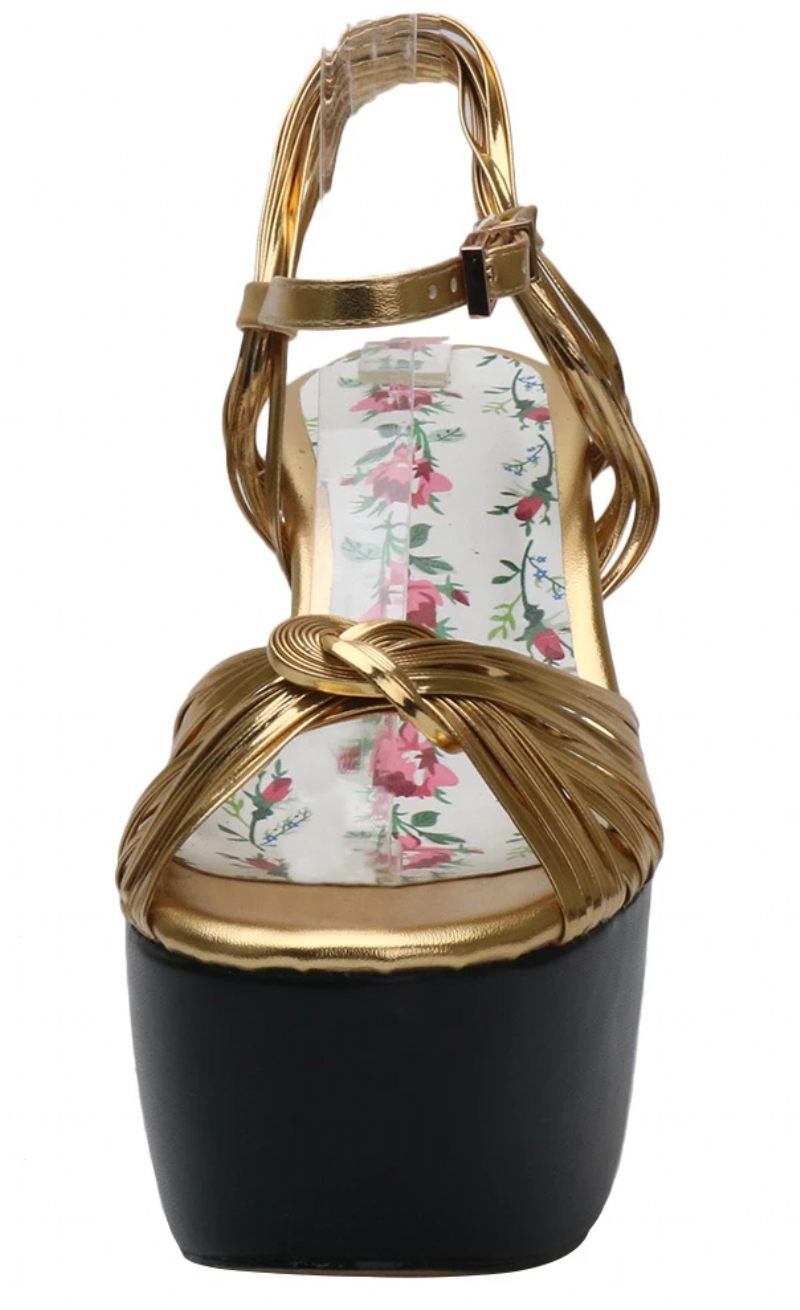 Sharif Vintage Fashion Platform Klackar För Kvinnor - Guld