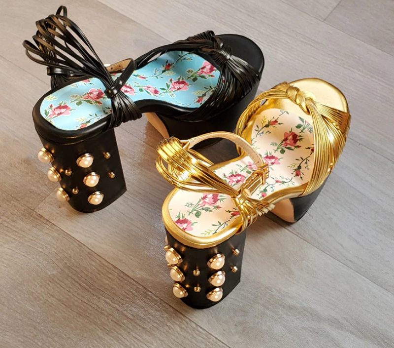 Sharif Vintage Fashion Platform Klackar För Kvinnor - Guld