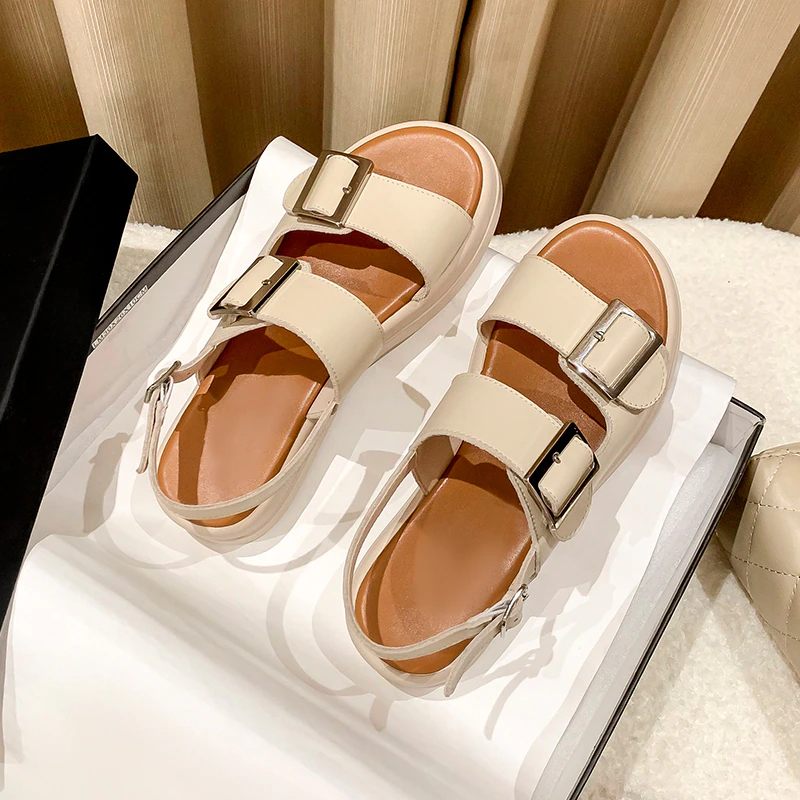 Sharo Platt Sandal För Kvinnor - Svart