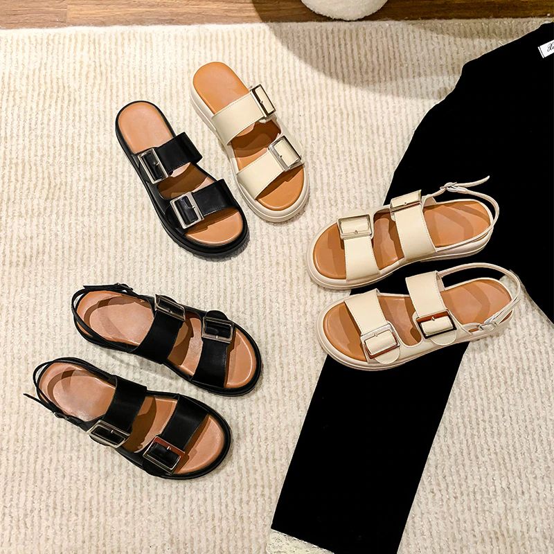 Sharo Platt Sandal För Kvinnor - Svart