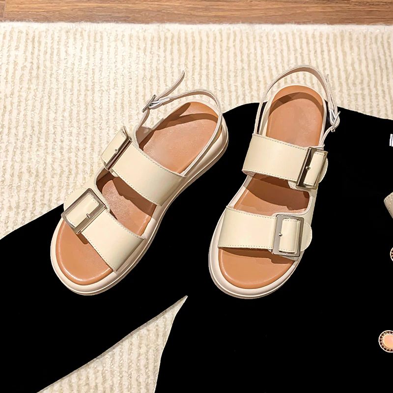 Sharo Platt Sandal För Kvinnor - Svart