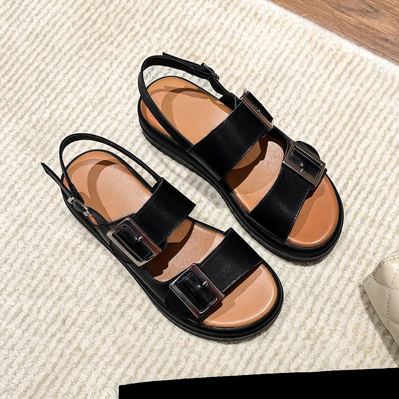Sharo Platt Sandal För Kvinnor - Svart
