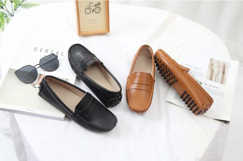 Sika Damer Flat Leather Loafer Svarta Skor - Svart