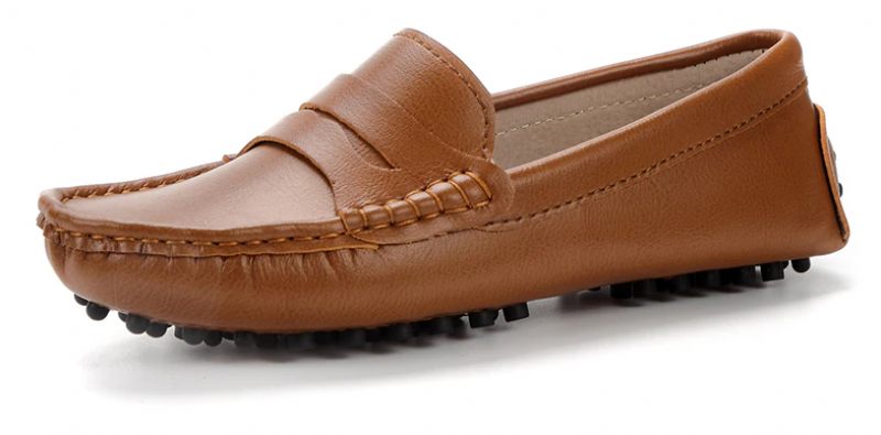Sika Platta Läder Loaferskor För Kvinnor - Brun