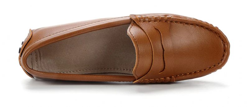 Sika Platta Läder Loaferskor För Kvinnor - Brun