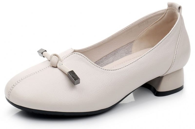Silvia Pumpskor I Läder För Kvinnor - Beige