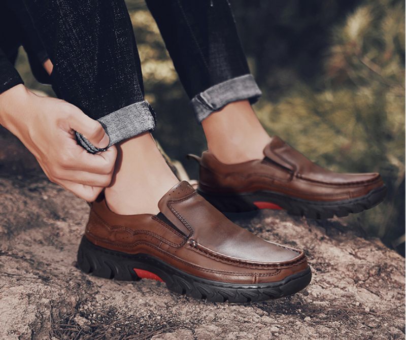 Sistnämnda Loafers För Män Casual Skor - Brun