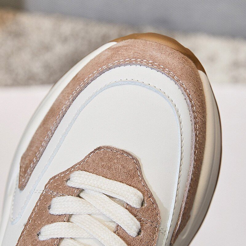 Stefany Sneaker I Platt Läder För Kvinnor - Aprikos