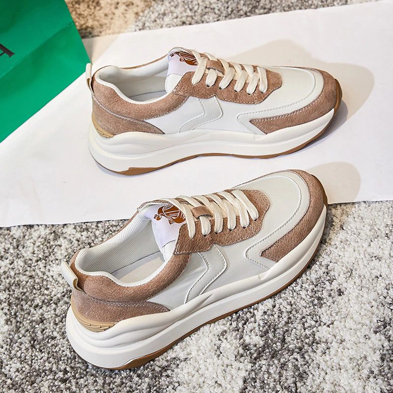 Stefany Sneaker I Platt Läder För Kvinnor - Aprikos