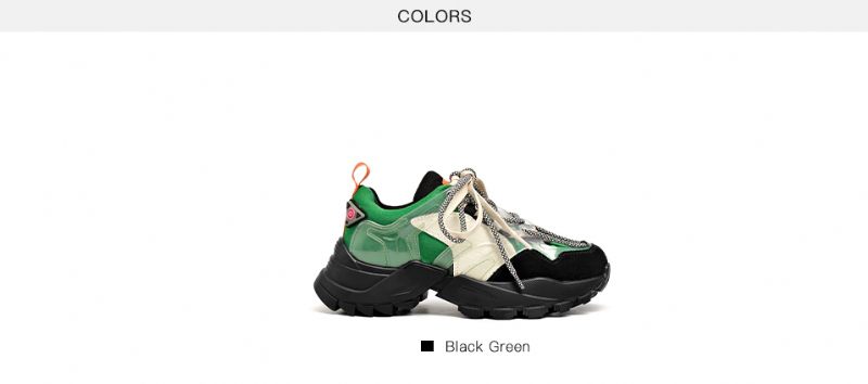 Steff Sneakerskor I Läder För Kvinnor - Svart Grön