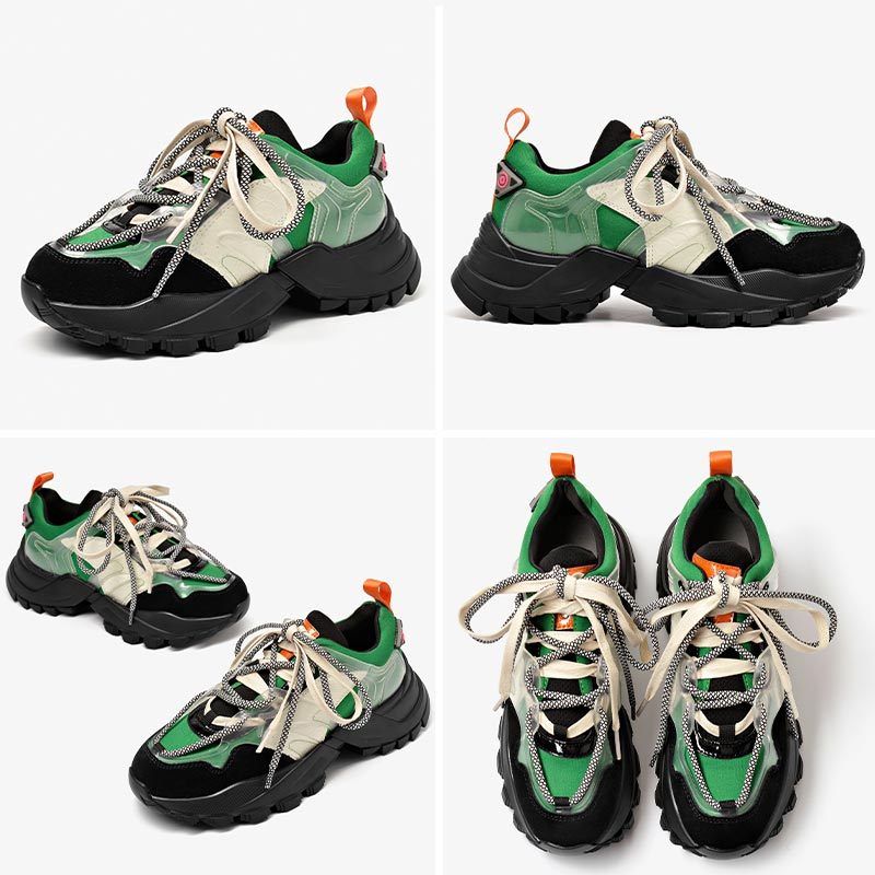 Steff Sneakerskor I Läder För Kvinnor - Svart Grön