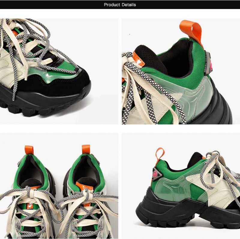 Steff Sneakerskor I Läder För Kvinnor - Svart Grön