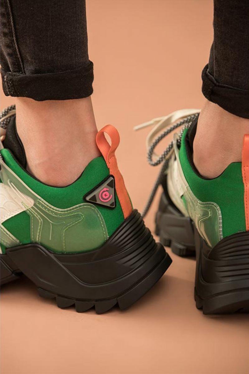 Steff Sneakerskor I Läder För Kvinnor - Svart Grön