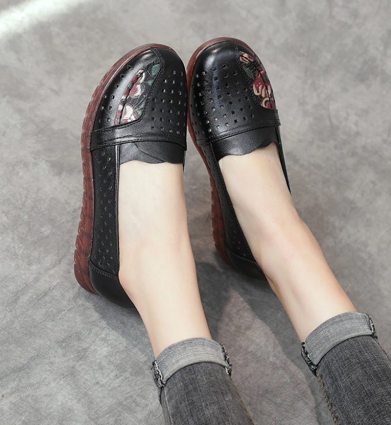 Stella Slip-on Skor I Äkta Läder För Kvinnor - Svart