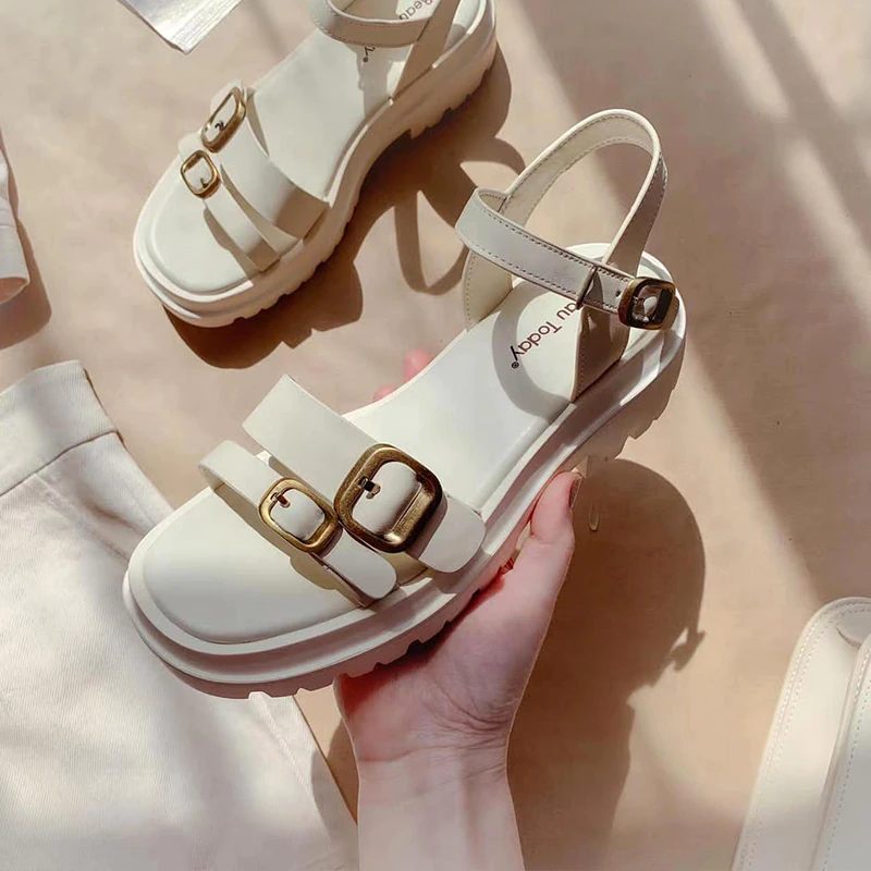 Suri Läderplattformssandal För Kvinnor - Beige