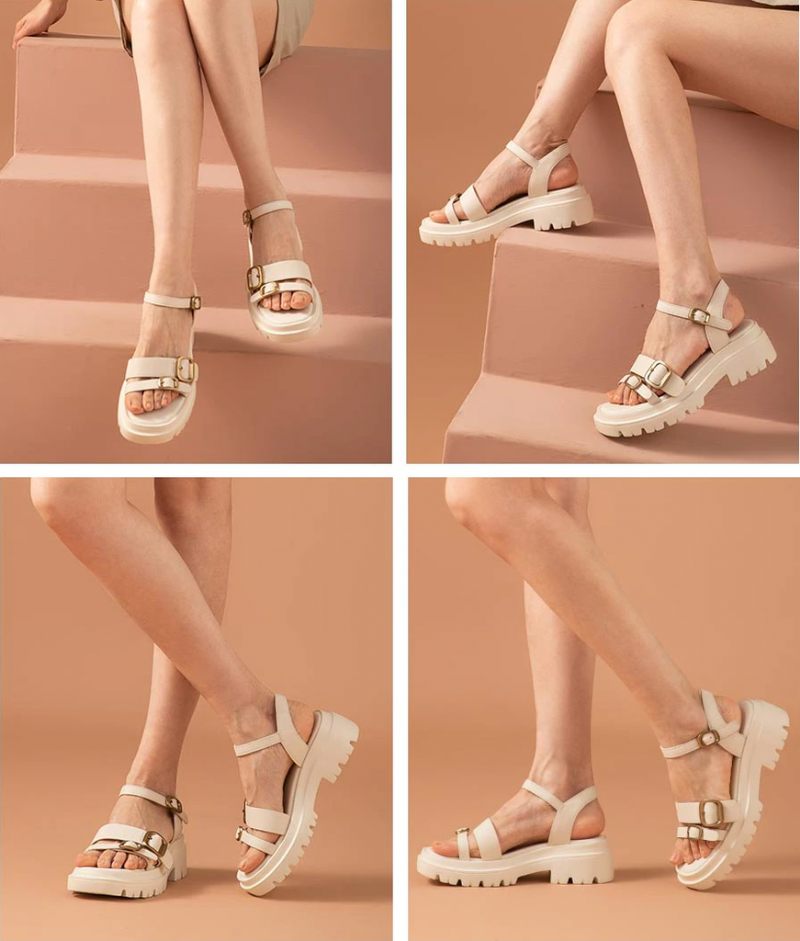 Suri Läderplattformssandal För Kvinnor - Beige