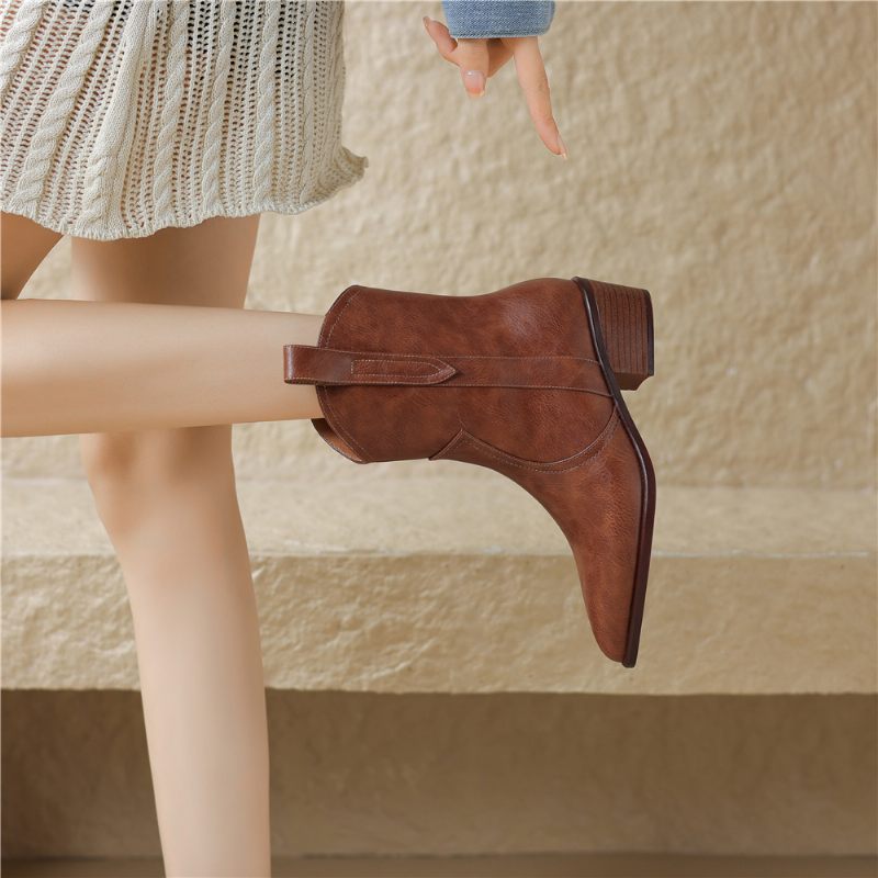 Taila Chelsea Short Boots För Kvinnor - Brun sammet